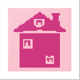 Pink House pixel art Posters and Art